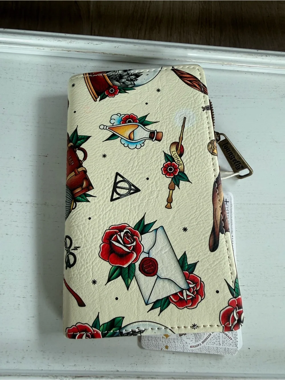 Loungefly Cream Canvas  Harry Potter  Tote with Brown Trim & Floral Zip Wallet